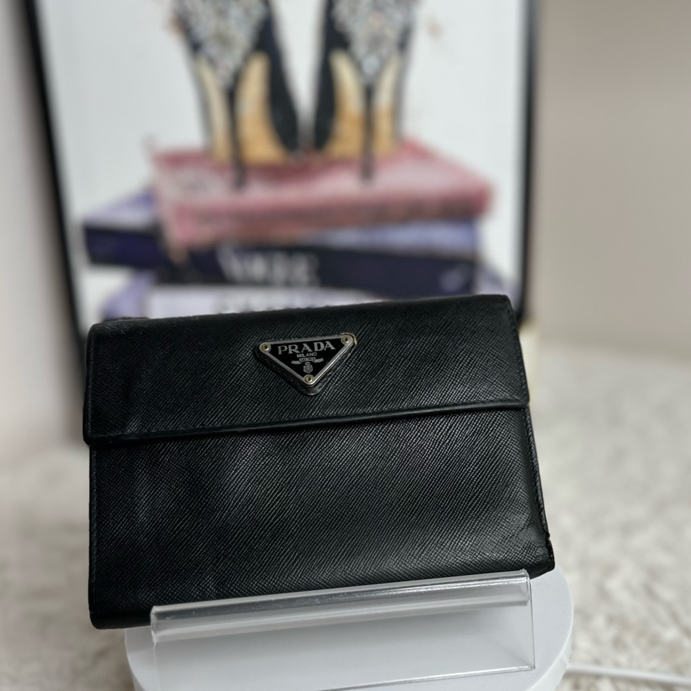Prada Black Tessuto Tri Fold Wallet